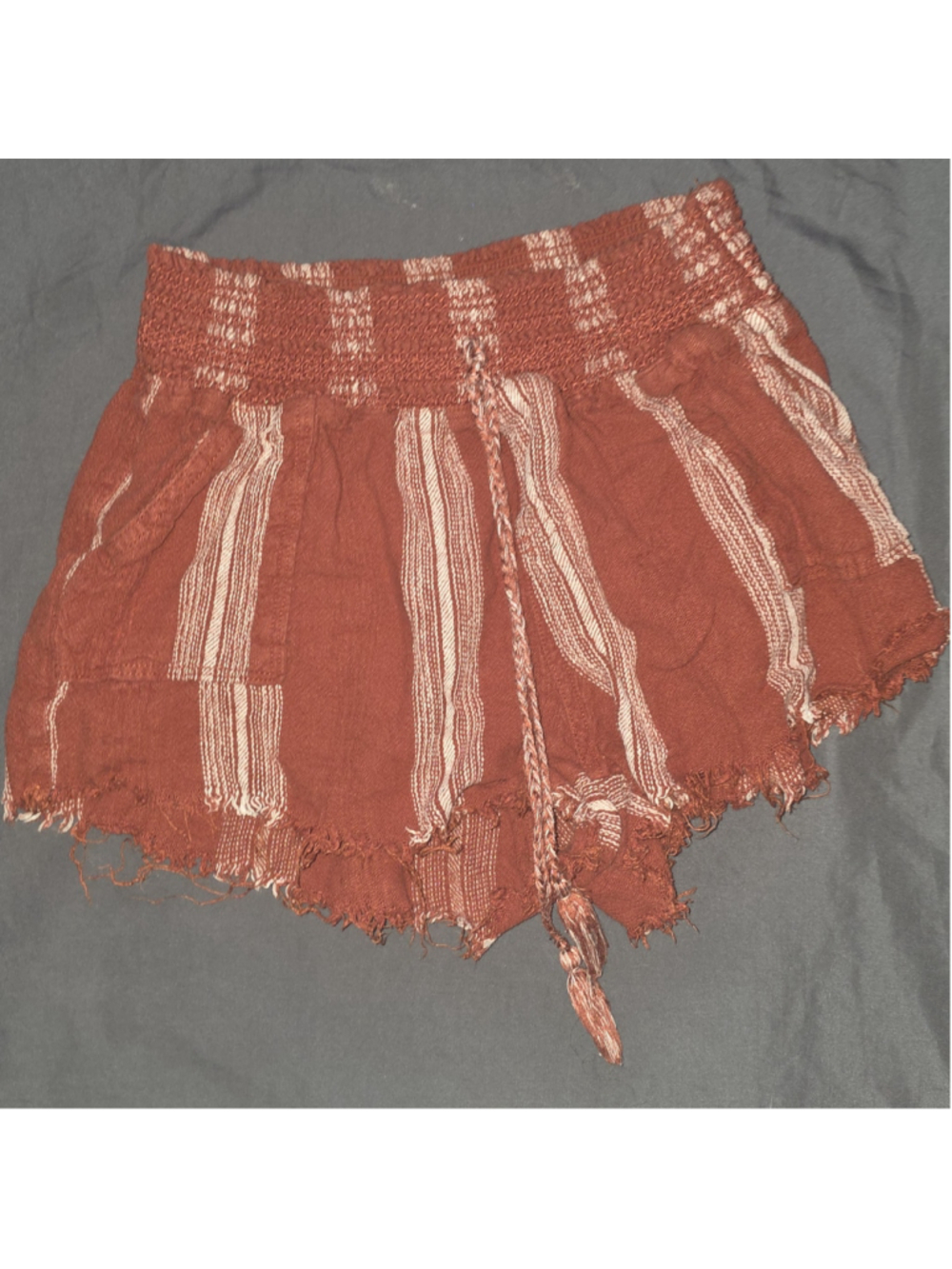 Girl's Rewash Striped Shorts Size L Rust and White